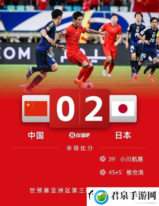 国足vs日本上半场结束！暂时0比2落后