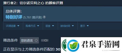 潜行者2Steam获“特别好评”