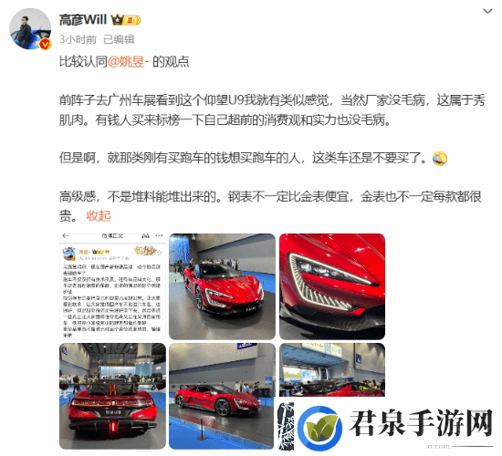 博主建议国产新能源暂时别碰跑车