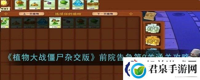 植物大战僵尸杂交版前院告急第9关怎么通关